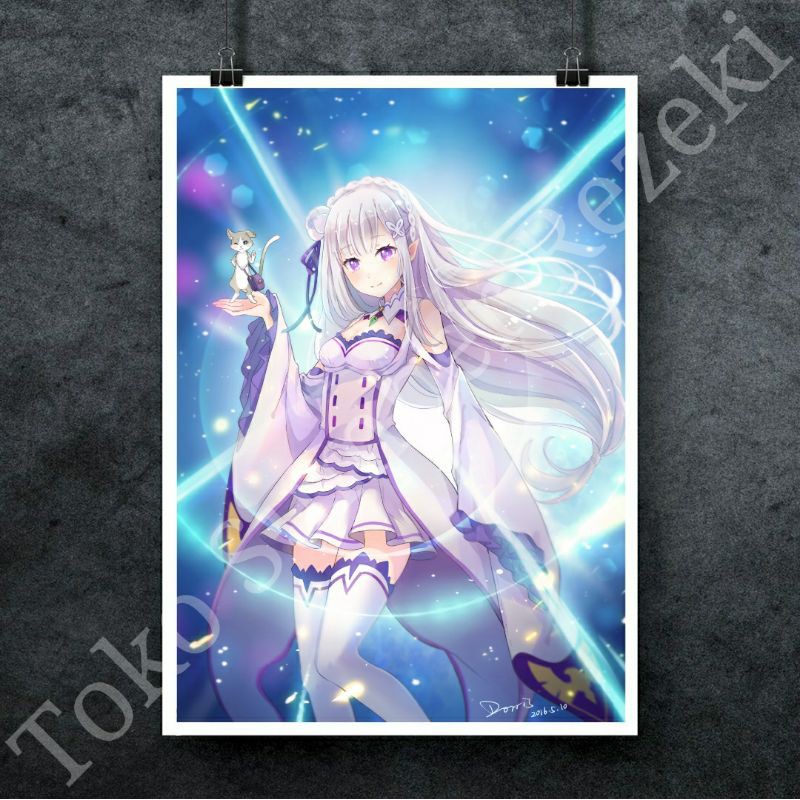 

Anime Poster Emilia Re Zero kara Hajimeru Isekai Canvas Paper A4 Art