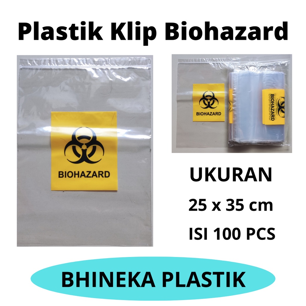 Plastik Klip Biohazard Uk 25x35 (100pcs),  Plastik Klip Medis, Plastik Zip lock