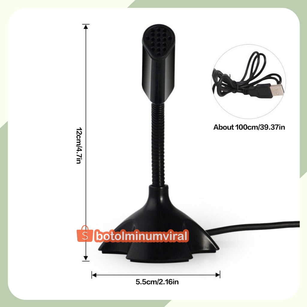 Mic USB Microphone Stand Mini Sekolah Kerja Zoom PC Laptop Plug Play Portable Putar