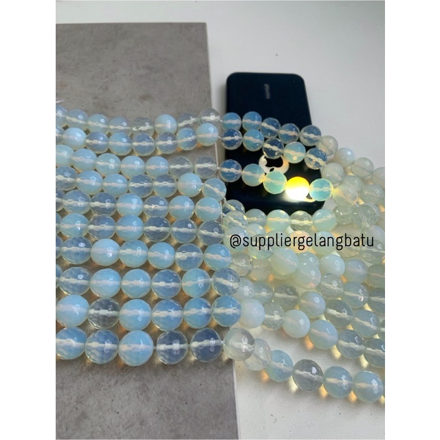 Batu Moonstone opalite AGATE 14mm CUTTING natural bahan gelang kalung