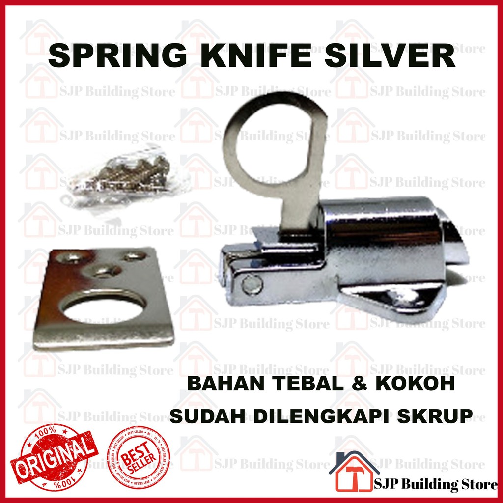 Spring Knip Silver l Slot Jendela Kodok l Grendel l Knife l Tip Top