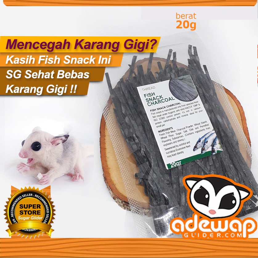 ADEWAP GLIDER Charcoal Fish Snack Camilan Pembersih Gigi Sugar Glider