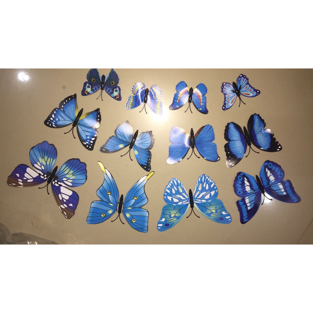 AVVET Stiker Dinding 3D Motif Kupu - Kupu / Wall Sticker 12pcs Butterfly PVC / Dekorasi 12 in 1