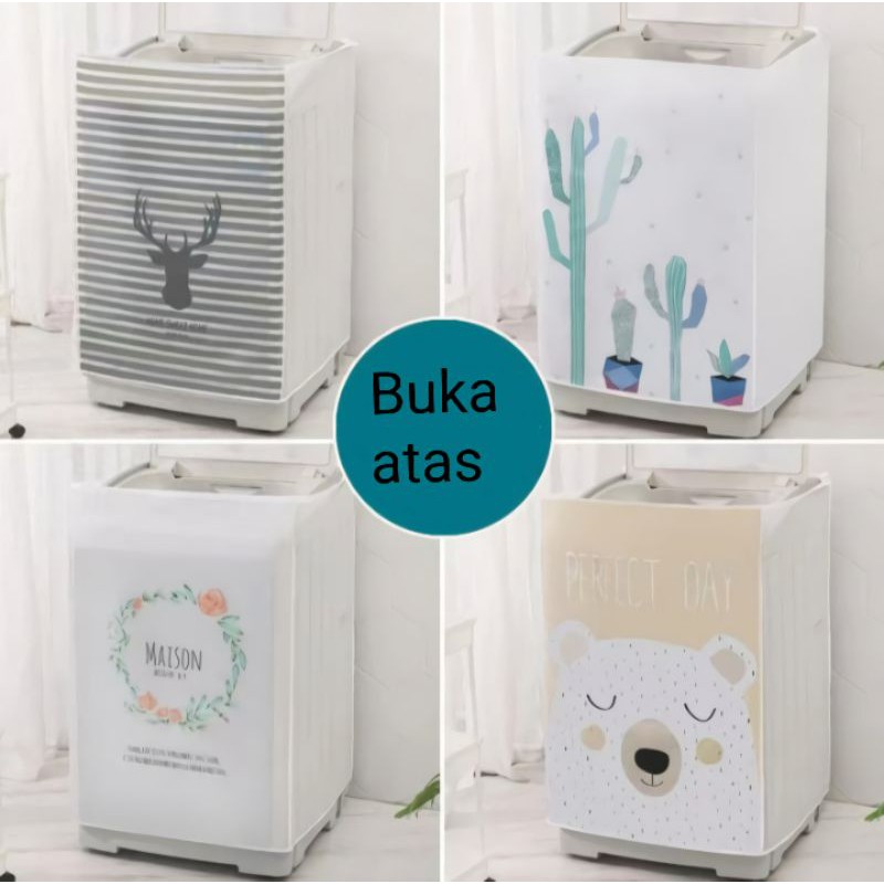 (Tabung A Buka Atas)Cover mesin cuci bahan PEVA buka atas new motif