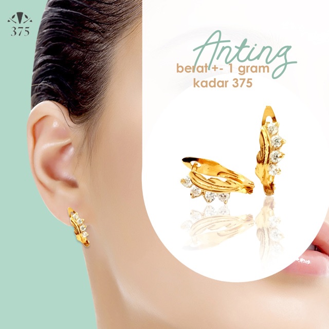 ANTING KLIP WANITA ELEGANT EMAS ASLI KADAR 375