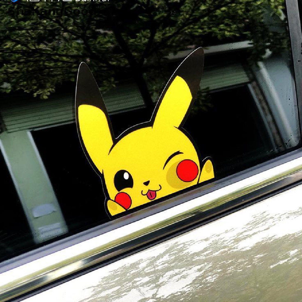 Skid 2Pcs / set Stiker Motif Kartun Pikachu Lucu Anti Air Untuk Dekorasi Jendela Mobil