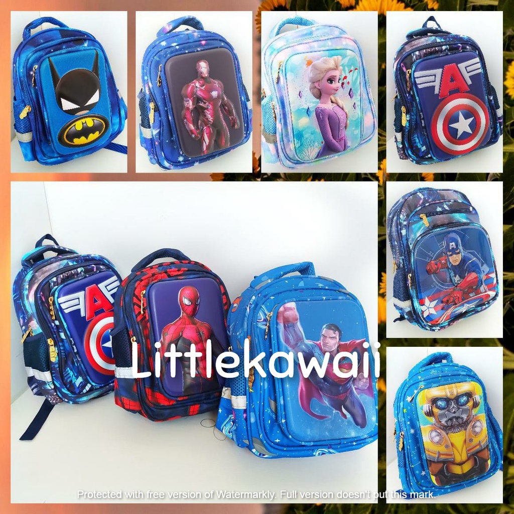 LK/Tas Ransel Sekolah Hardcase Frozen Unicorn Avengers Superhero TK PAUD Mix Import