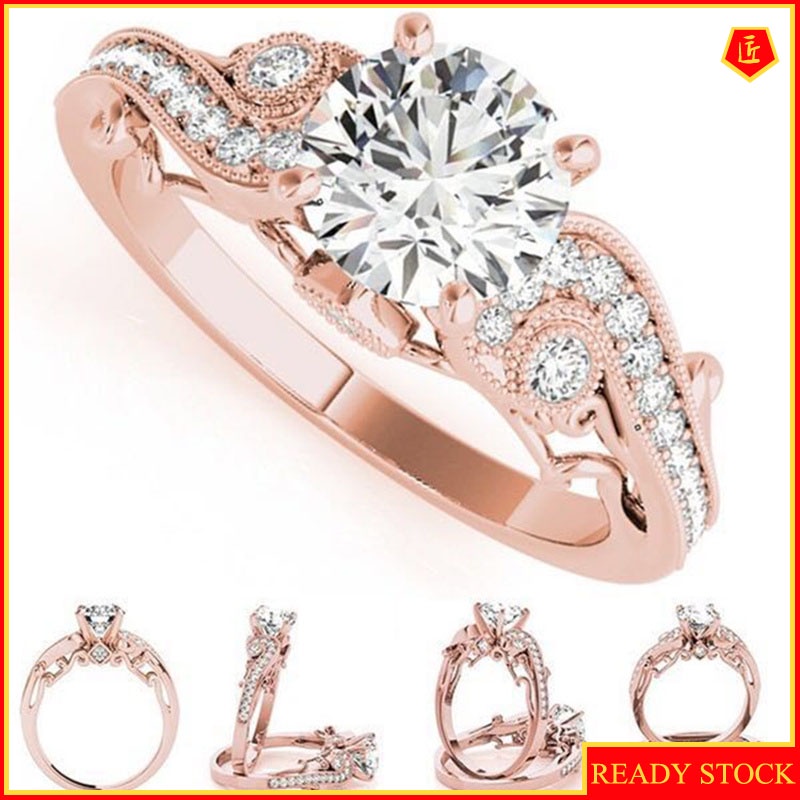 [Ready Stock]Fashion Elegant Micro Inlaid with Diamond Ring