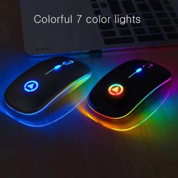 Triple W 2.4GHz Mouse LED Wireless Ergonomic RGB Light Rechargeable Premium