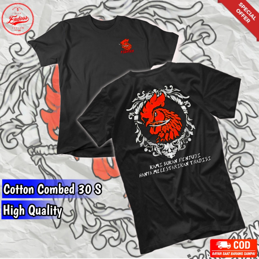 Kaos T-SHIRT Petarung Ayam Laga Fighter Cock Bukan Penjudi Baju Komunitas Ayam Bangkok