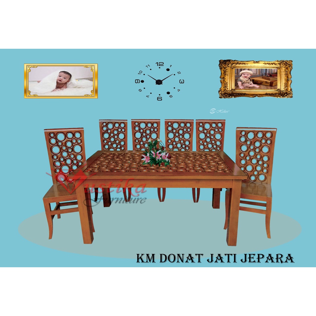 Diningset 6 Kursi | Meja Makan Kayu Jati Jepara -DONAT
