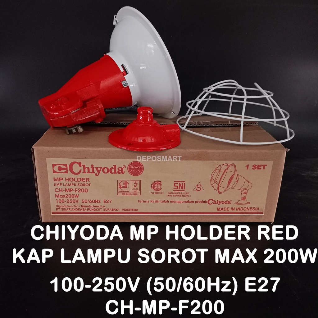 CHIYODA MP HOLDER KAP LAMPU SOROT RED 200W E27 - 1 SET HOLDER - MURAH