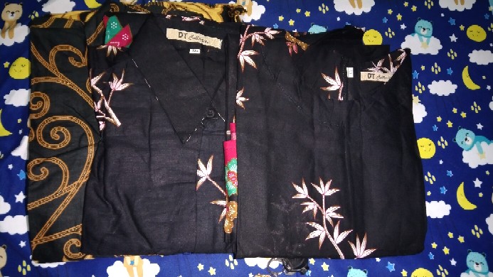 Dt Colletion-tunik Batik Wanita/cewek Lengan Serut Pekalongan  Motif Kipas Hitam