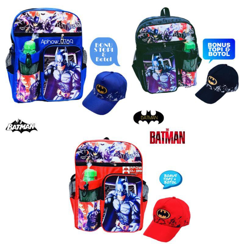 Tas Ransel Batman Free Topi + Botol Minum