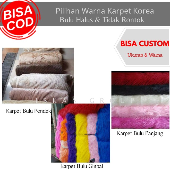 TIKAR-KARPET- KARPET BULU KOREA / KAIN BULU PUTIH KOREA BERKWALITAS UK.100X130CM - BULU PENDEK