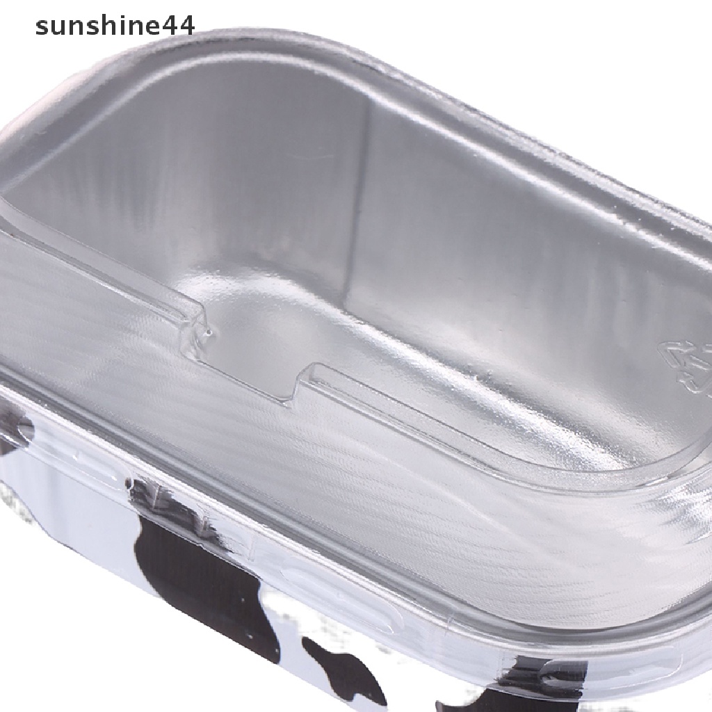 Sunshine 10Pcs Cetakan Kue Bentuk Persegi Panjang Bahan Aluminum Foil Dengan Tutup