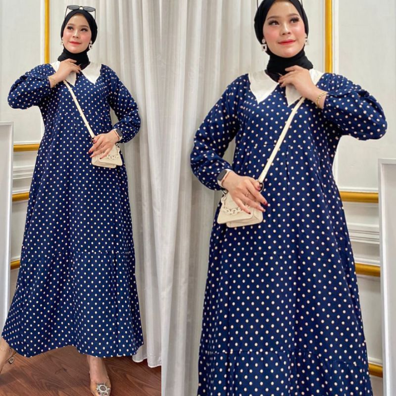 GAMIS MIDI POLKA || NEW LONGDRESS KEKINIAN || DASTER MIDI