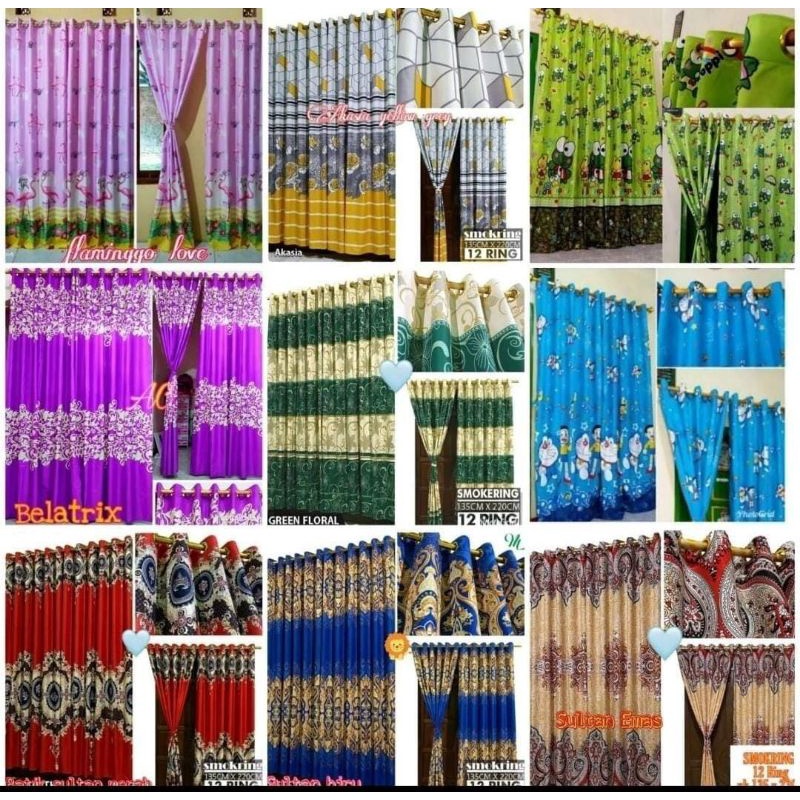 gordeng smokring 12 lubang/gordeng pintu satu/gordeng jendela minimalis/gordeng motif bunga cantik/g