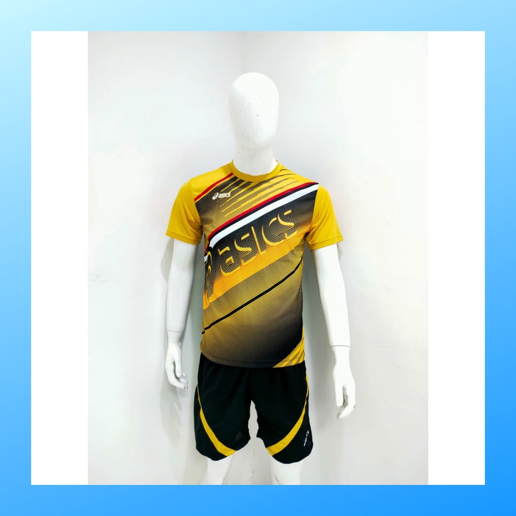 jersey volly pria kaos voli baju bola dan celana setelan wanita dewasa t-shirt outfit seragam jarsey kostum olahraga custom pakaian apparel sport jersy volley ball casual jersi suit AC109 gold