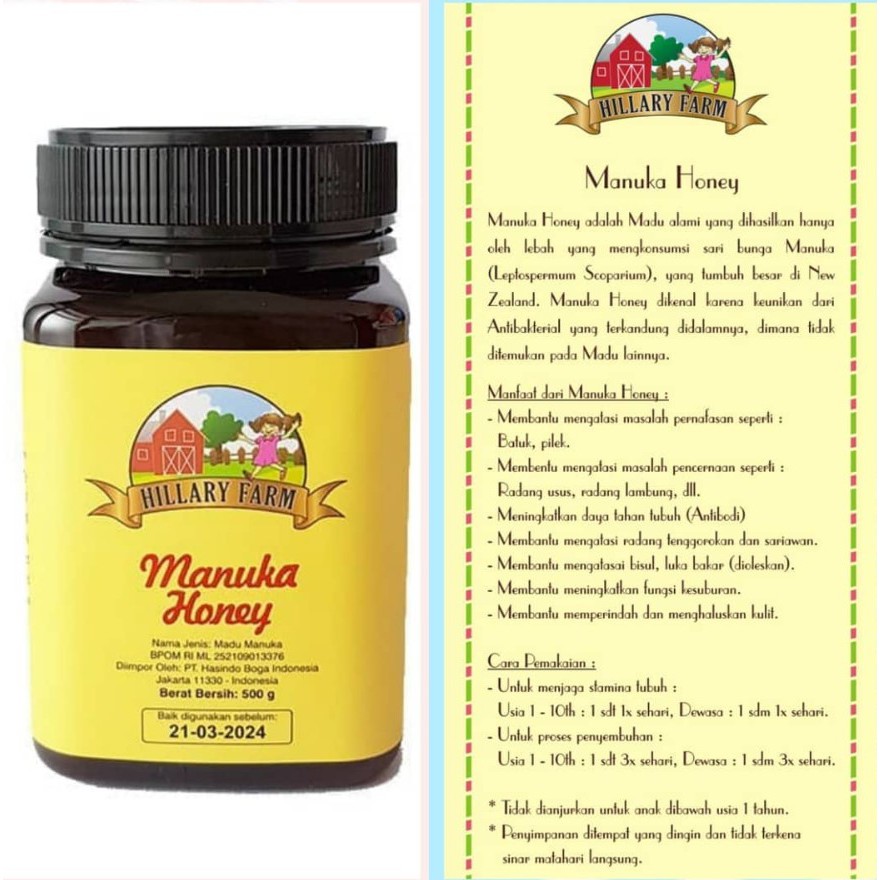 Hillary Farm Manuka Honey 500 Gram - Free Sendok Kayu