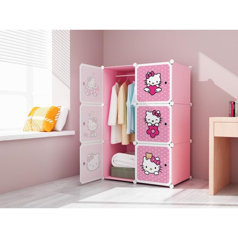 Lemari Pakaian 6 Pintu Portable Multifungsi - Portable Wardrobe Cabinet Ukuran :  75P X 111T X L37cm