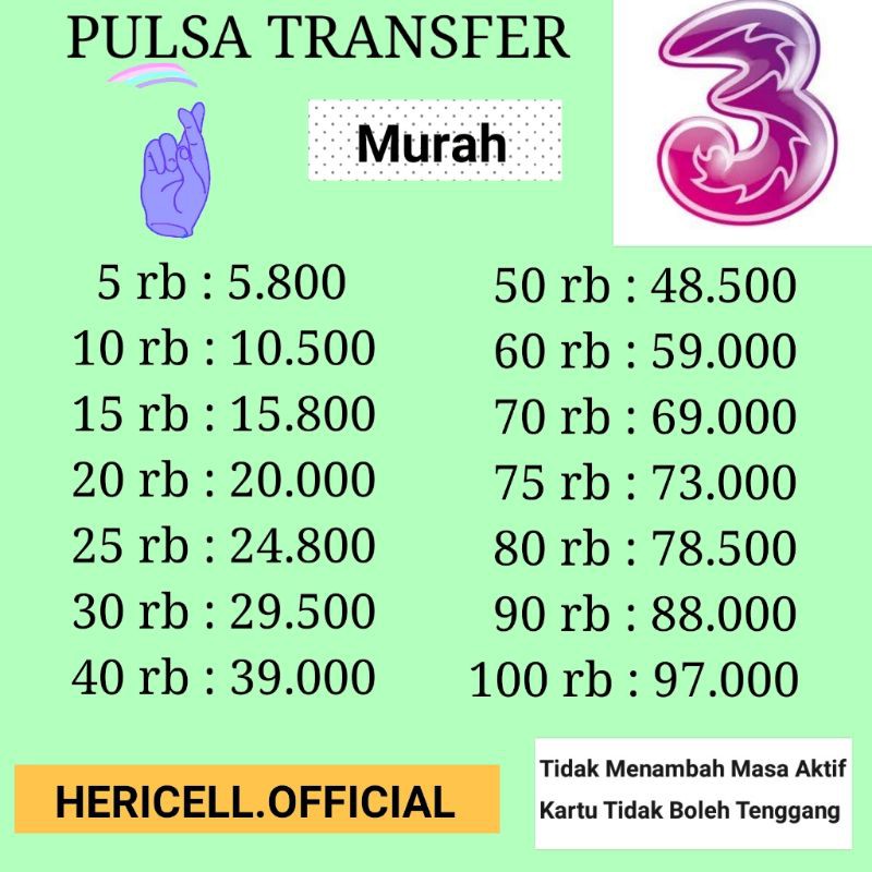 Pulsa transfer tri | pulsa tri murah