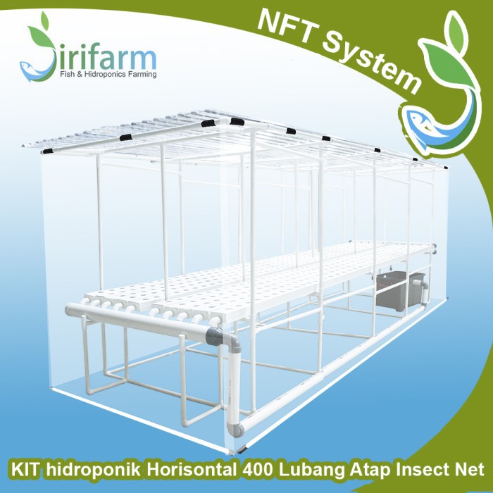 Tanam Hidroponik NFT Paket Tanam Hidroponik NFT Horizontal 4 Meter Kapasitas 400 Liter dengan Atap I