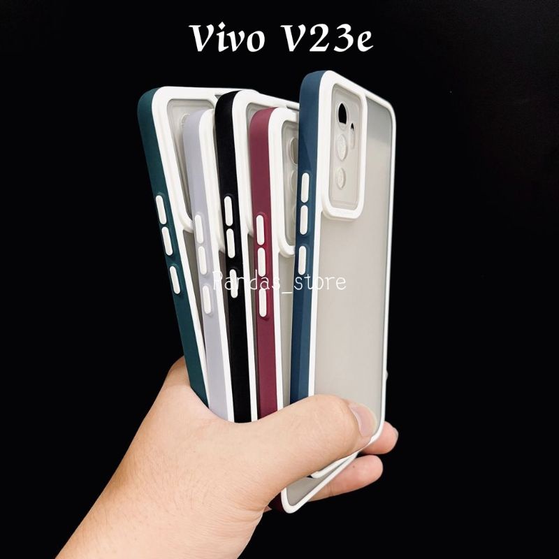 Pro Hybird Vivo V23e Softcase Halus dan Elegan / Pinggiran Garis Putih Keren (Pandas)