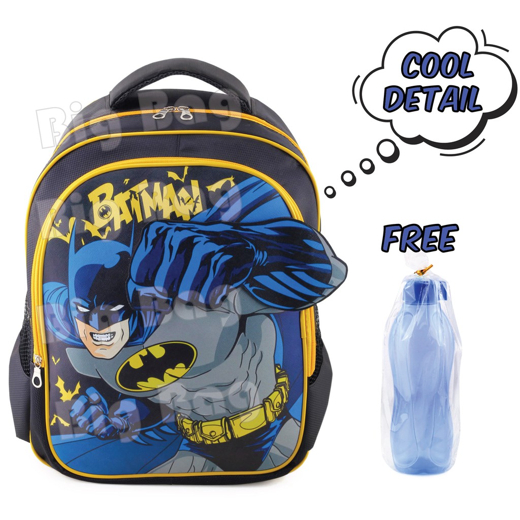 PTS - Ransel Sekolah Anak Cowo / Laki Laki Karakter - BATMAN - PUNCH - COOL BACKPACK + FREE BOTOL