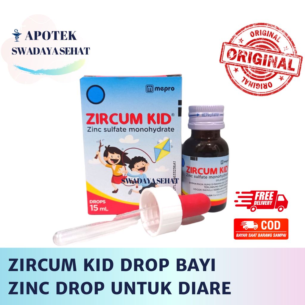 ZIRCUM KID SYRUP 60 ML - Drop Bayi 15 ML Obat Zinc 20 MG 10mg Zink Terapi Diare Suplemen Mencret BAB Cair Anak Zirkum Bayi Kids