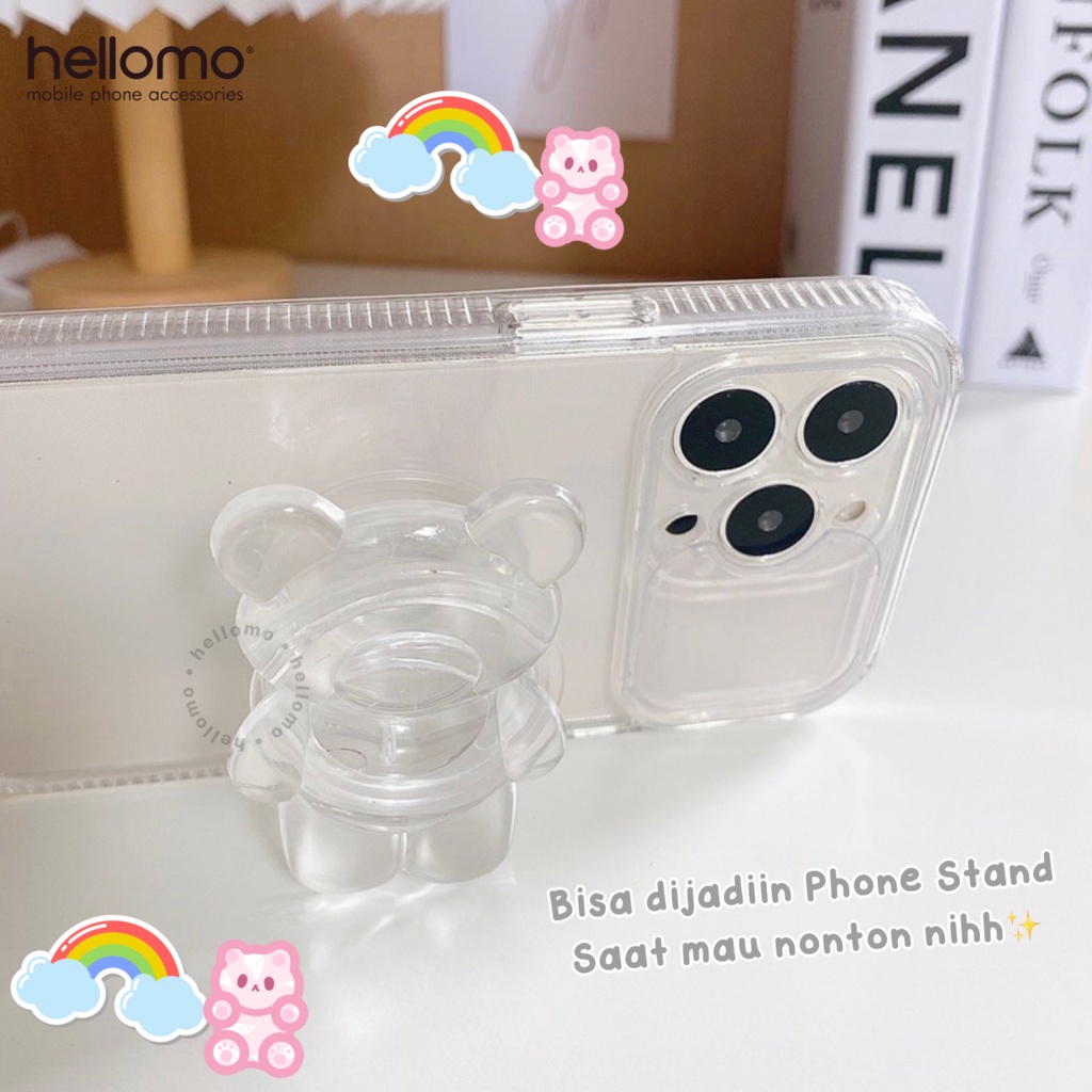 Griptok Bear 3D Griptok Resin Transparan Phone Holder Beruang Grip Tok Phone Grip Bears Gummy Bear Pop Stand