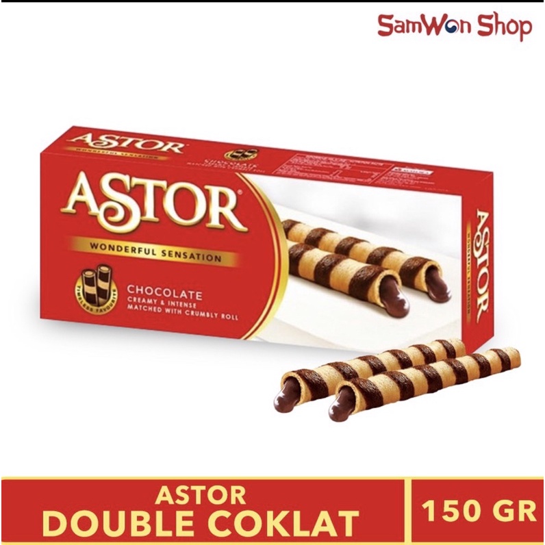 

[READY] ASTOR DOUBLE CHOCOLATE 150GR - SNACK WAFER STICK COKLAT CRUMBLY ROLL