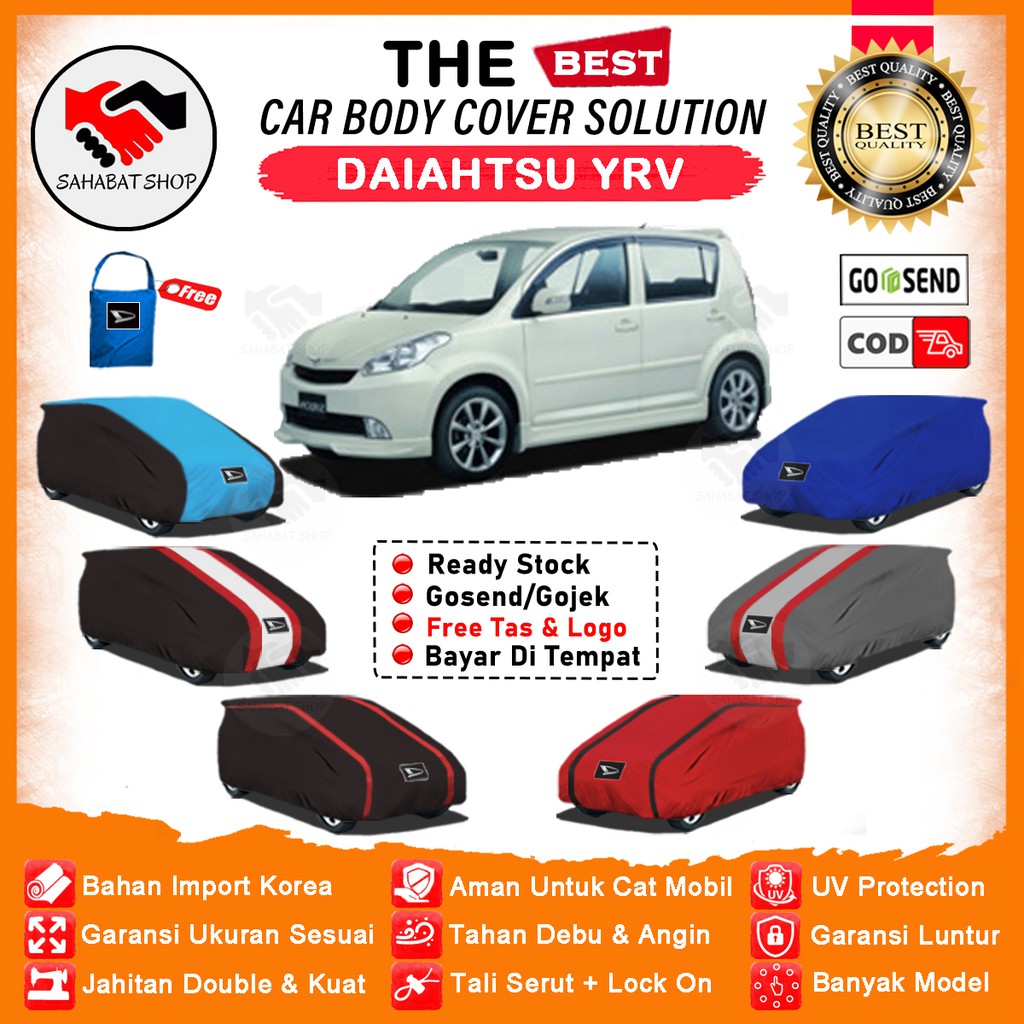 Sahabat Body Cover Mobil YRV / Sarung Penutup Daihatsu YRV M200 / Selimut Tutup Mantel Penutup Mantol Jas Kerudung Kerodong Pelindung Bungkus Pembungkus Mobil YRV Anti Air Waterproof Model Orange