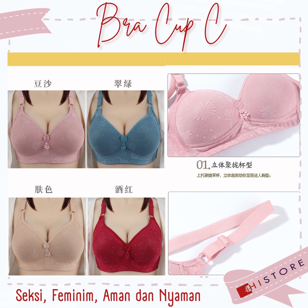 [HI] Bra BH JUMBO Cup 3/4C Fashion Wanita Bra wanita Premium BH Busa Tipis Tanpa Kawat Sangat Nyaman 2028