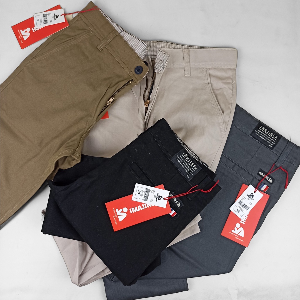 CELANA CHINO Panjang pria Slimfit KERJAHARIAN CHINOS CINO Santai Casual Formal Hitam Abu Cream Army