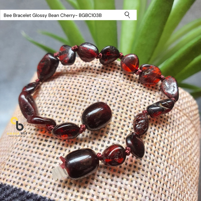 Gelang Amber Baltic Lithuania Balita &amp; Anak Glossy Cherry Bean BGBC103B By Amber Bee