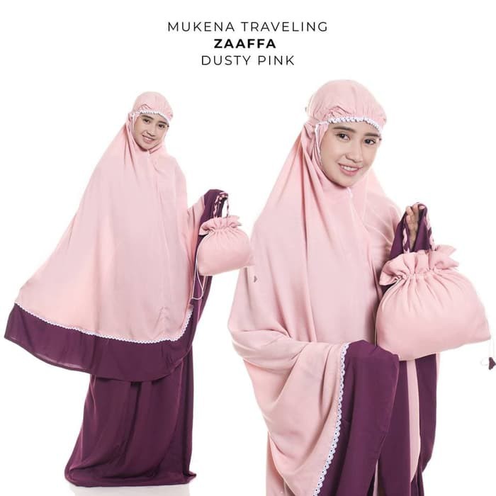 PROMO COD Bayar di Tempat Mukena Dewasa Rayon Polos Kombinasi Traveling Zaaffa