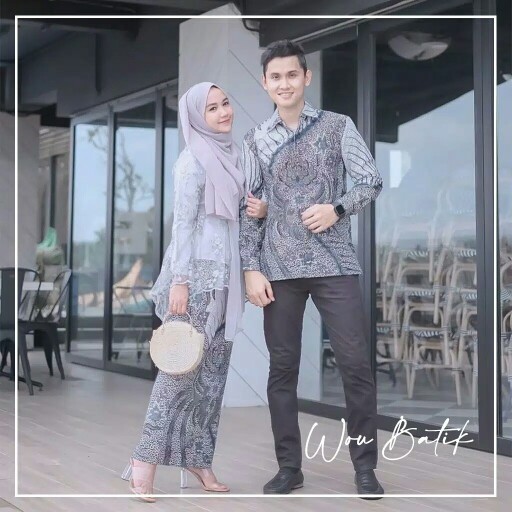 [real Pic] Batik Couple Yulia Kebaya Batik Modern Batik Couple Sarimbit Brokat Brukat - Bs142