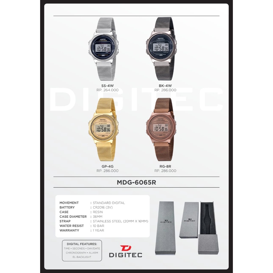 Jam Tangan wanita Digitec MDG-6065 6054 ORIGINAL / Jam Tangan Digitec 6065 rantai pasir Water Resistant 10 BAR
