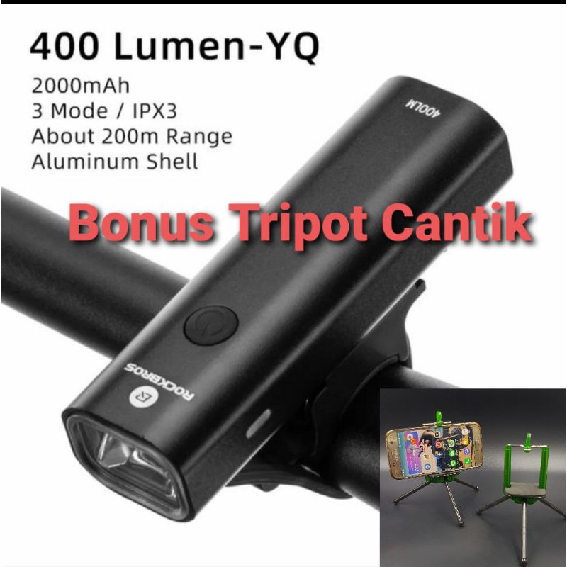 Lampu Sepeda Rockbros 400 Lumen YQ - QD400 Terang lampu led sepeda 400lm