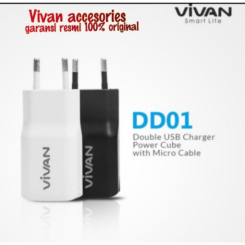 Charger Vivan DD01 Double USB 2,4A.Max with Micro cable