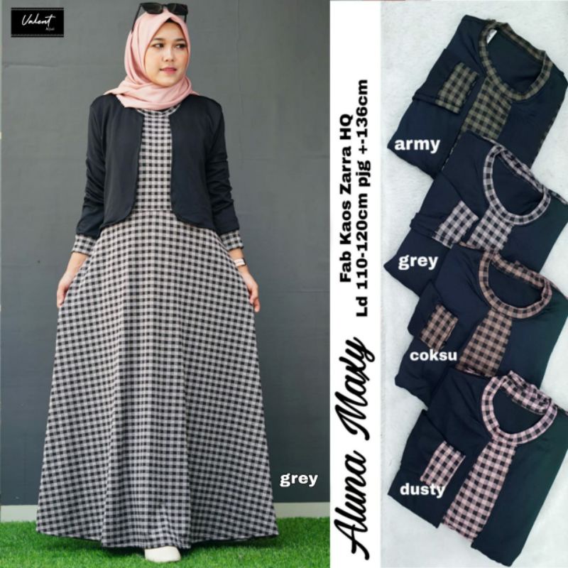 Aluna maxi dress gamis by valent fashion muslim fashion wanita