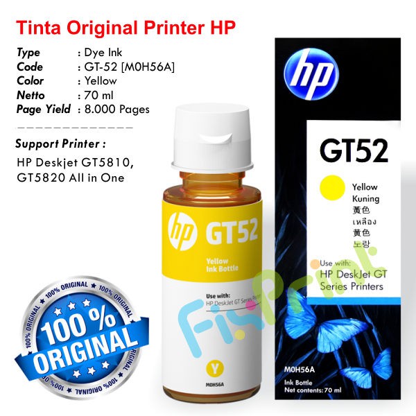 Tinta Refill Head Cartridge HP GT53 GT52 Printer Deskjet GT5810 GT5820 Ink Tank 115 315 315 415 115