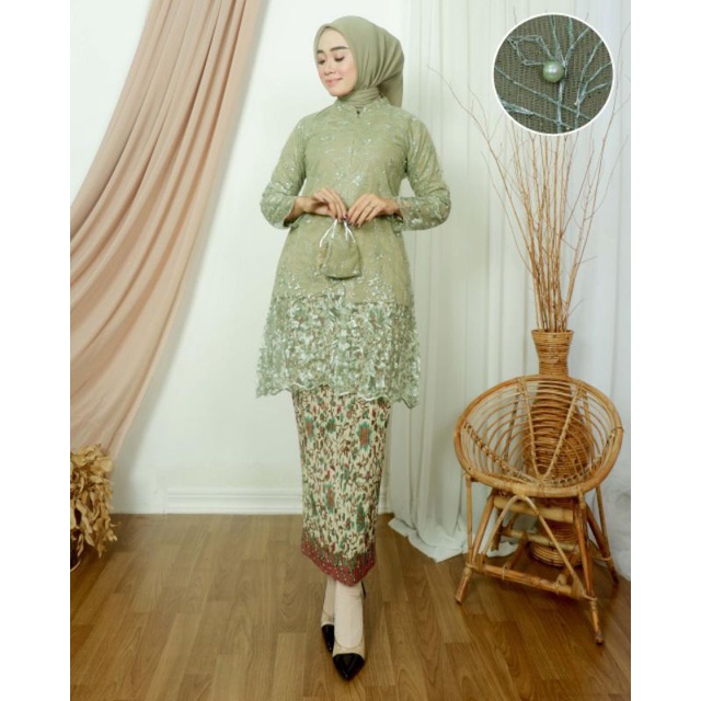 Permata Olshop / Kebaya Tunik Busui Kekinian / Kebaya Seragam Keluarga Tunik / Kebaya Brokat / Kebaya Busui / Wisuda / Setelan Kebaya Modern