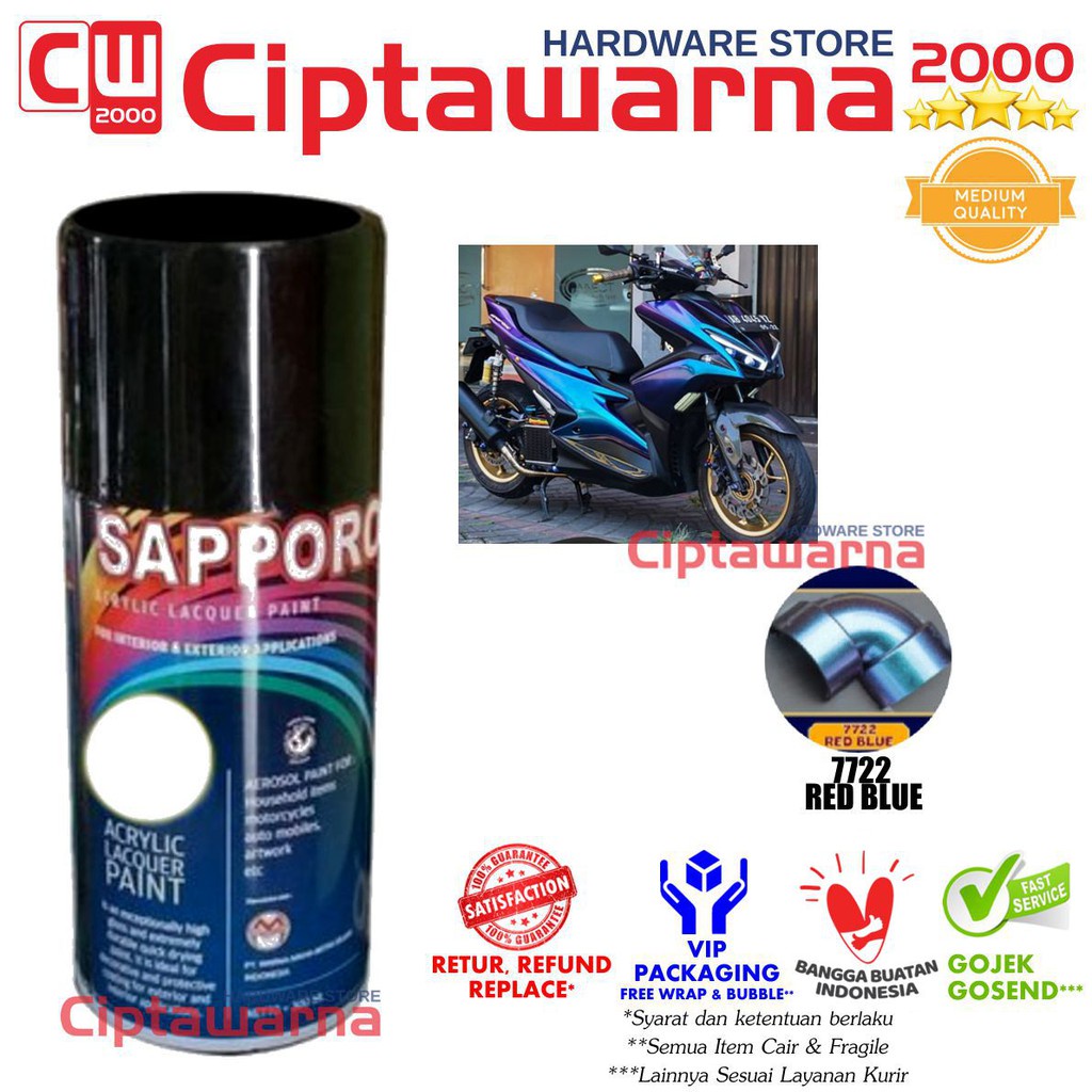 Cat Semprot Sapporo Saporo Bunglon 7722 Red Blue 300ml - CWK