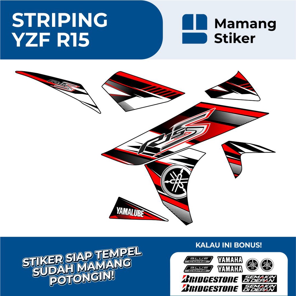 STRIPING YAHAMA R15 V2 SEMIFULLBODY GRAFIS (11) RACING/STICKER MOTOR R15 LAMA SEMI FULL BODY/STIKER 
