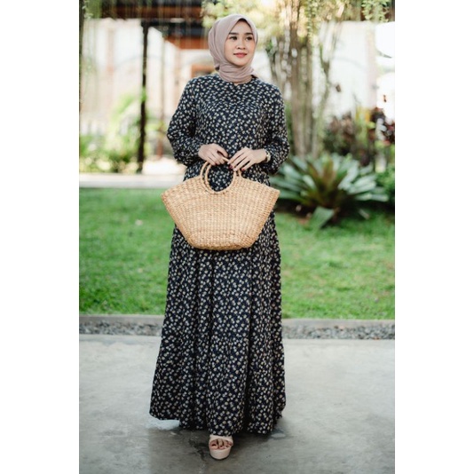 Nabila Dress gamis motif rayon grade A premium murah