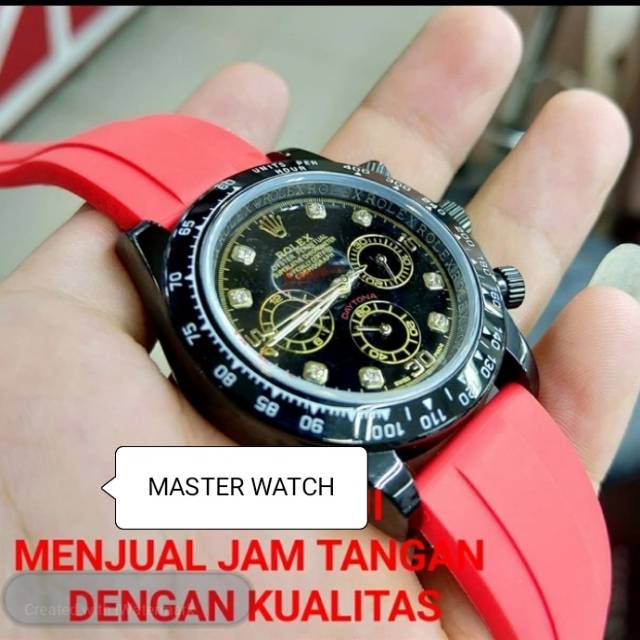 Jam Tangan Pria Rolex Daytona Rubber Red Super Premium