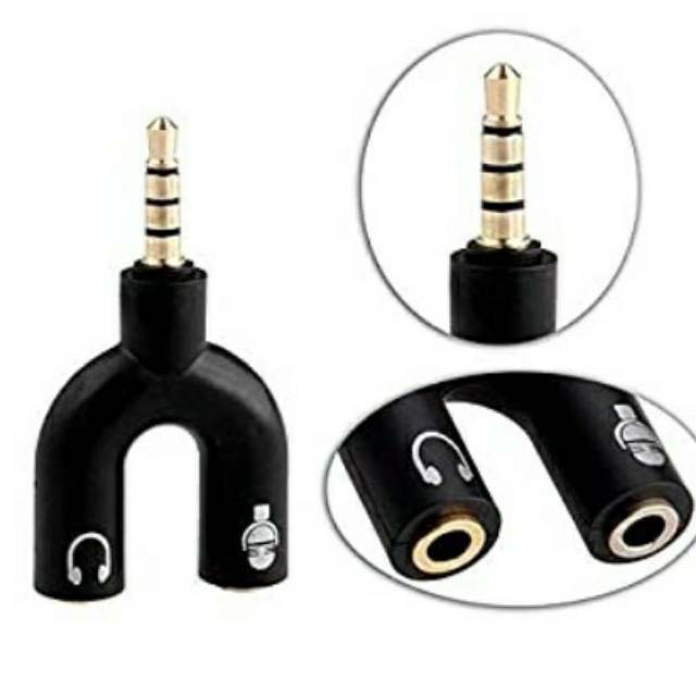 Audio Splitter U Shape Male to Dual Female Jack 3.5mm - Warna Random