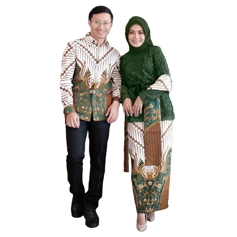 [ TERMURAH ] Couple Batik Mika Series Parang Hijau Pita Cassandra Nirmala Free Selendang